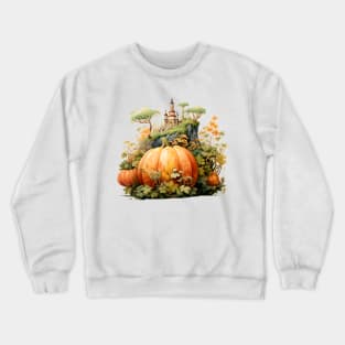 Autumn Pumpkin with Miniature Forest Watercolor Illustration Crewneck Sweatshirt